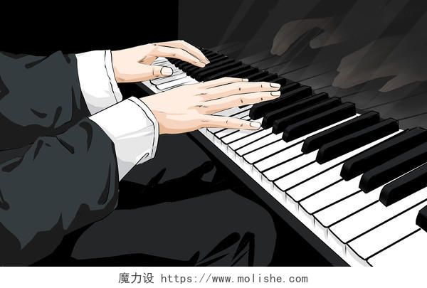 艺术培训钢琴培训班招生海报插画